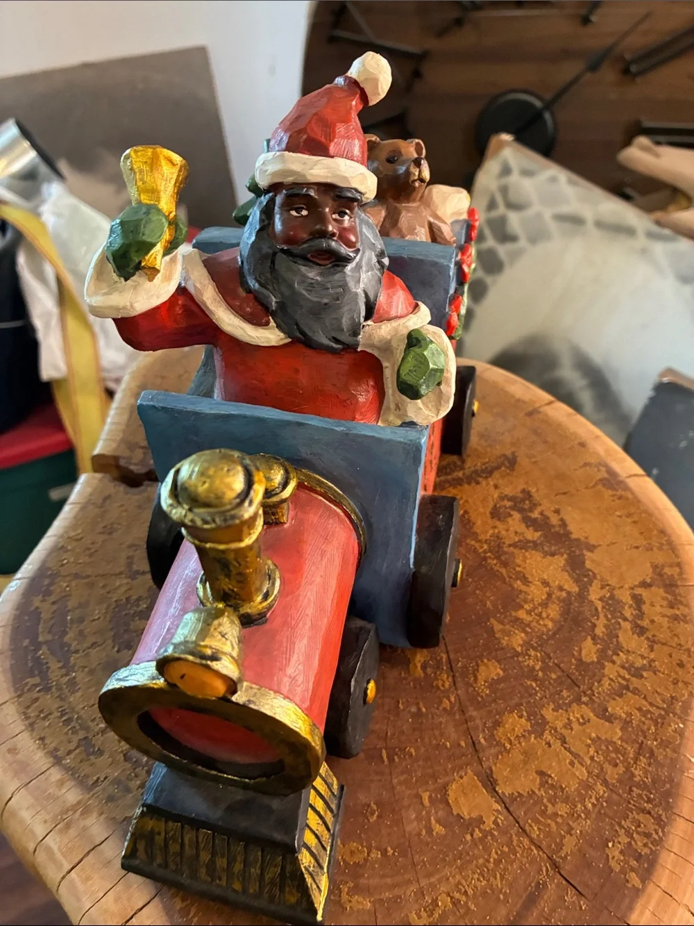 Red & Gold Santa Train Holiday Figurine Decor
